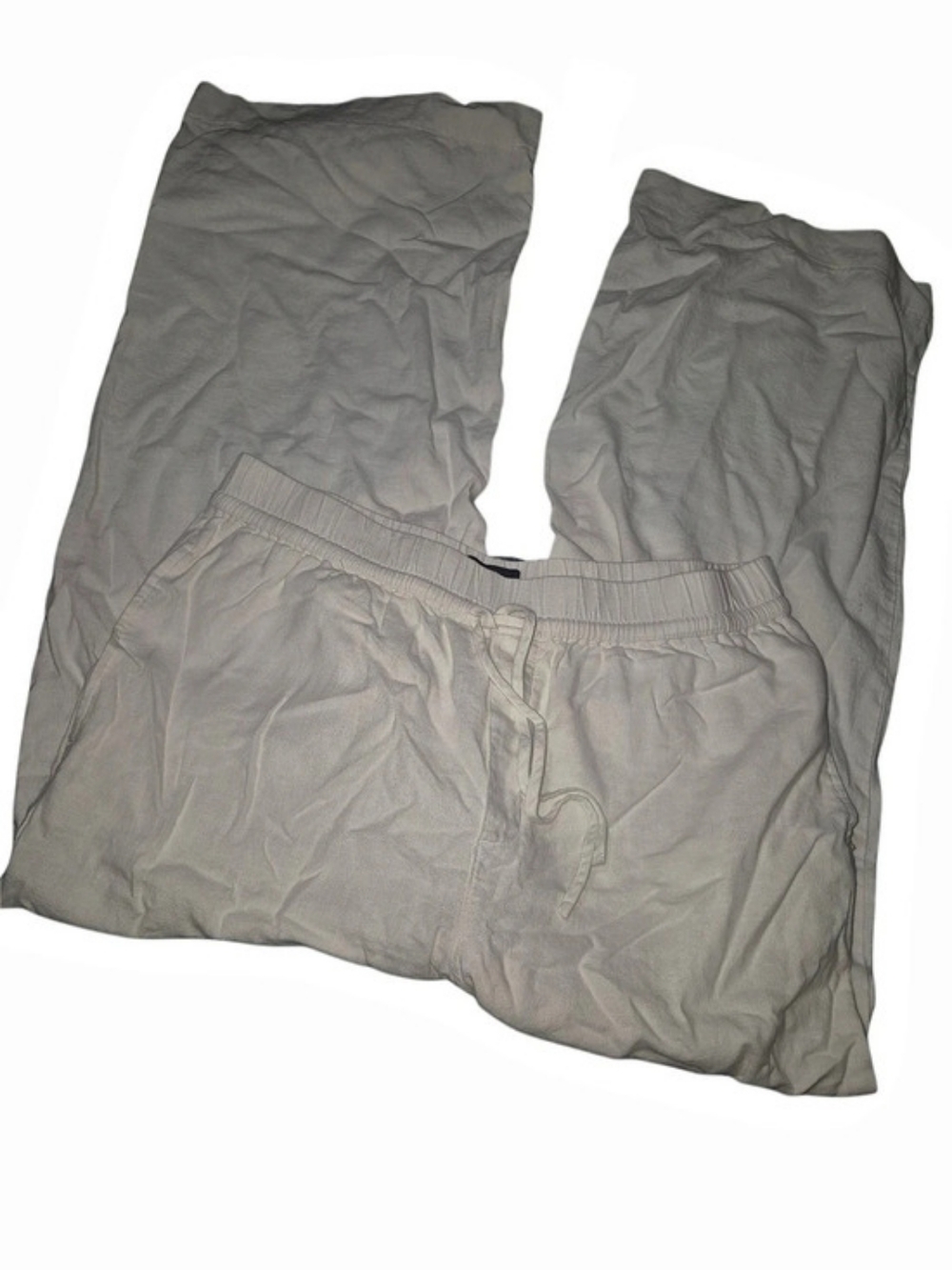 Reitmans Women's White Wide-leg Linen Blend Pants Size L